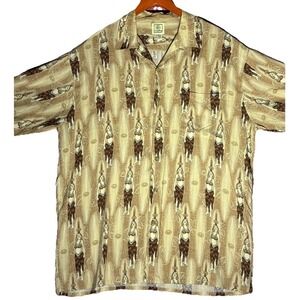 Morro Bay Men's Hawaiian Hula Girl Shirt Size L Short Sleeve Button Up Viscose